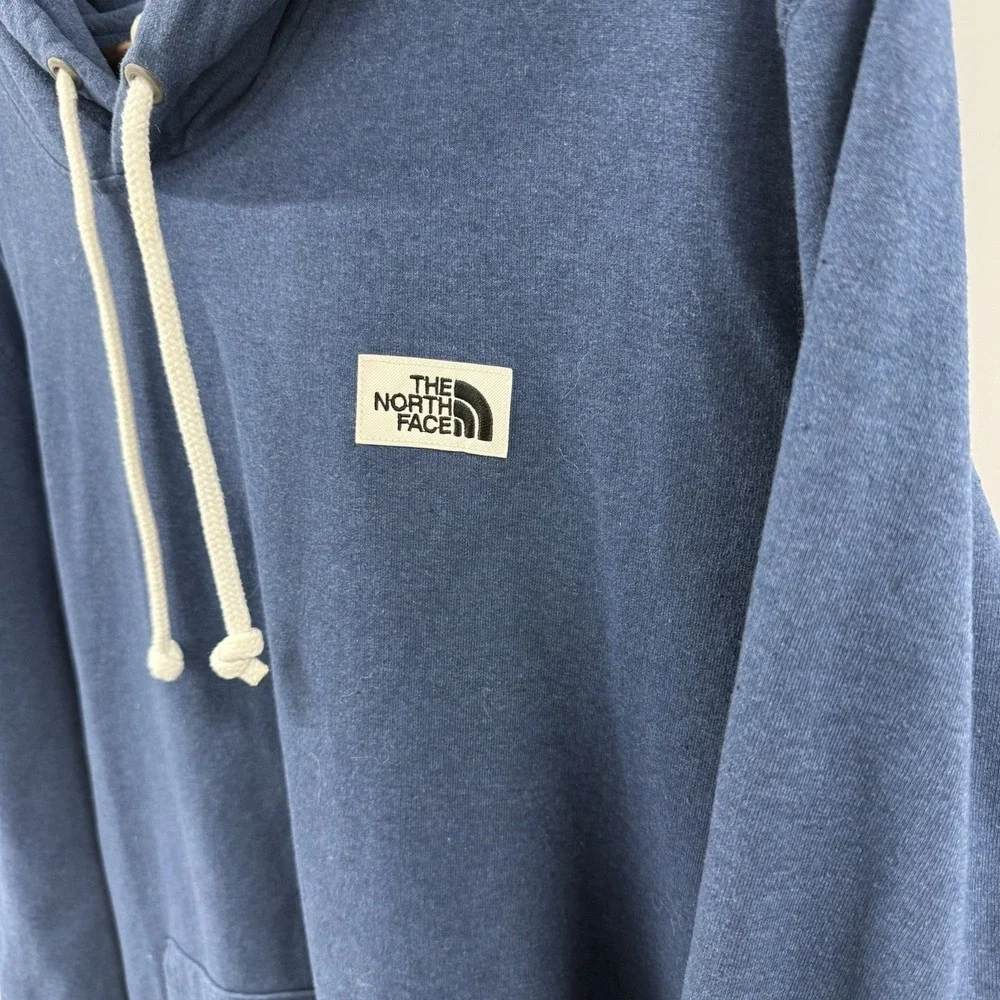 The North Face Hoodie Mens XXL Blue Pullover Heritage Logo Patch Sweatshirt